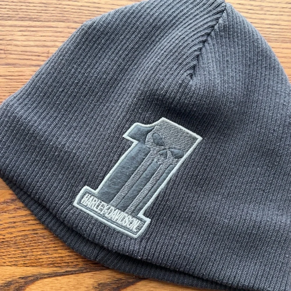 Harley-Davidson Kids Beanie Skull Logo Hat 2T–4T Biker Y2K Fleece ribbed cap